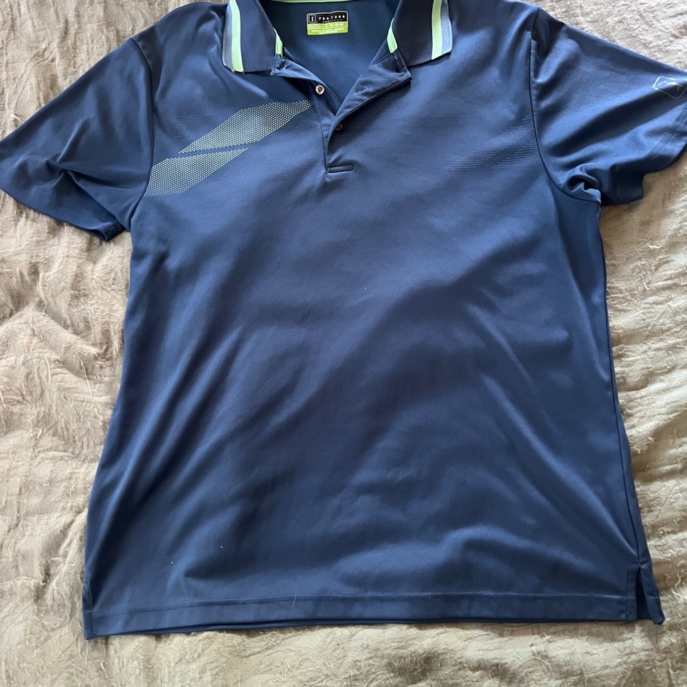 PGA Tour Navy Polo with Light Blue Accents